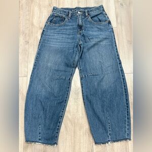 Old Navy Super Baggy Barrel-Leg Blue Denim Girl Jeans Size 14